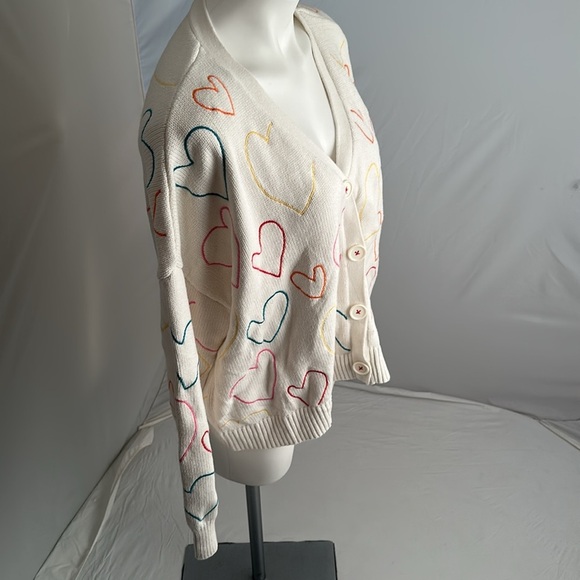 Kerry Rosenthal XOKR multicolor heart cardigan sweater - Picture 2 of 9